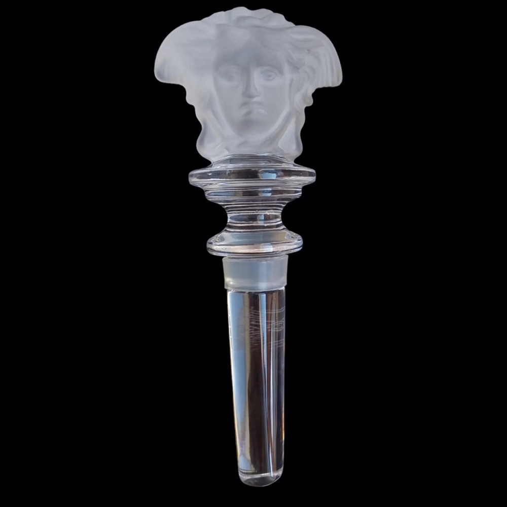 Versace Rosenthal frosted crystal double sided Medusa head wine bottle stopper